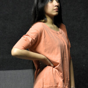 Women's Peach High-Low Casual T-Shirt